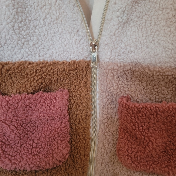 H&M Kids Sherpa Jacket Coat Pink Cream Brown Size 2T Girl - Picture 3 of 6